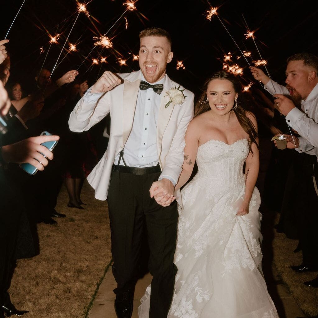 Bride and Groom during Sparkler Exit