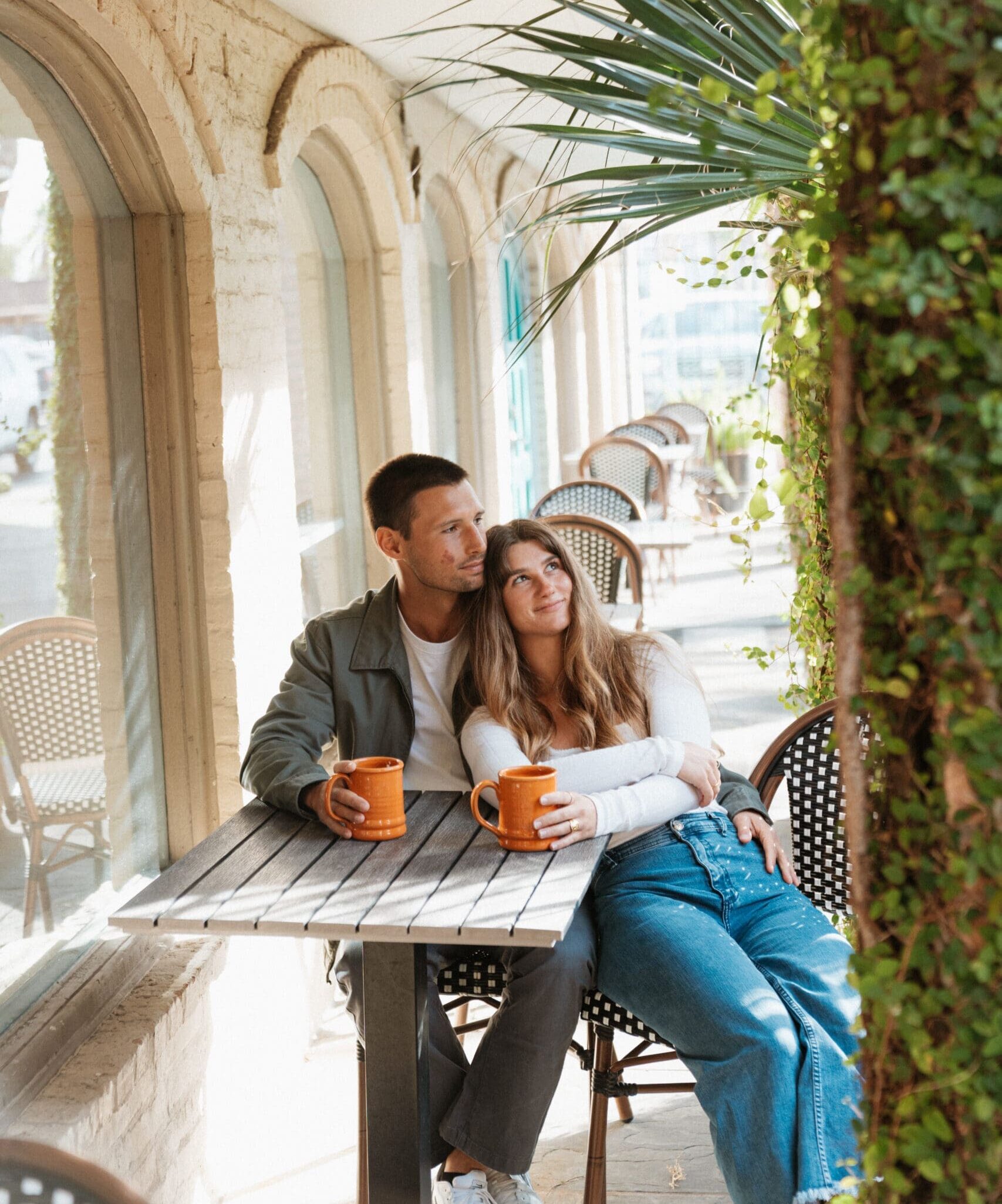 Couple drinking coffee together